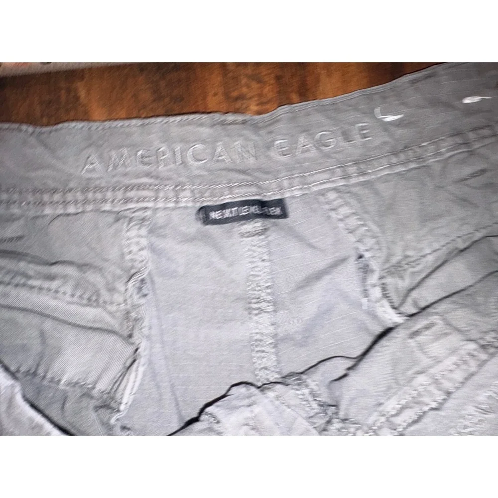 American Eagle Next Level Flex Mens Cargo Shorts Olive Gray Ripstop Size 38